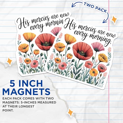 (2 Pack) Bible Verse Magnets - Inspirational Quote Magnet - Floral Magnet - 5" On Longest Side - for Cars, Fridges, Toolboxes - Made in USA - MAG6962
