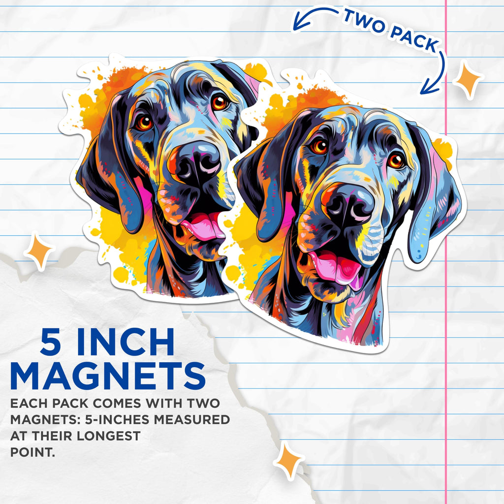 (2 Pack) Great Dane Dog Breed Magnets - 5 Inches On Longest Side - Choose from Over 100 Dog Breeds - for Cars, Refrigerators, Toolboxes - Made in USA - MAG1865