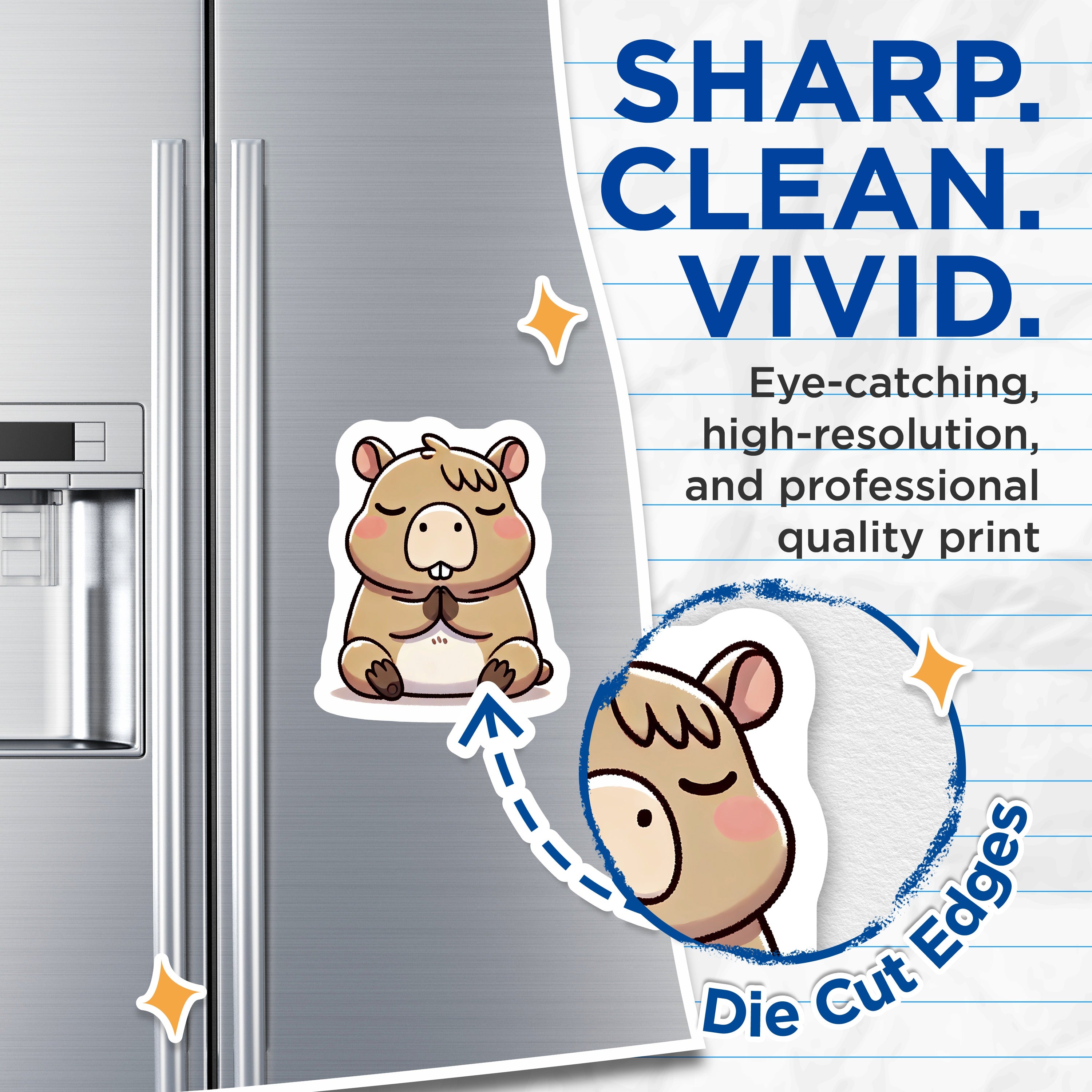 (2 Pack) Capybara Meditating Magnets - Cute Animal Zen Decor - Kawaii Fridge Locker Accessory - 5 Inches On Longest Side - Thick Durable Magnet - Made in USA - MAG36488