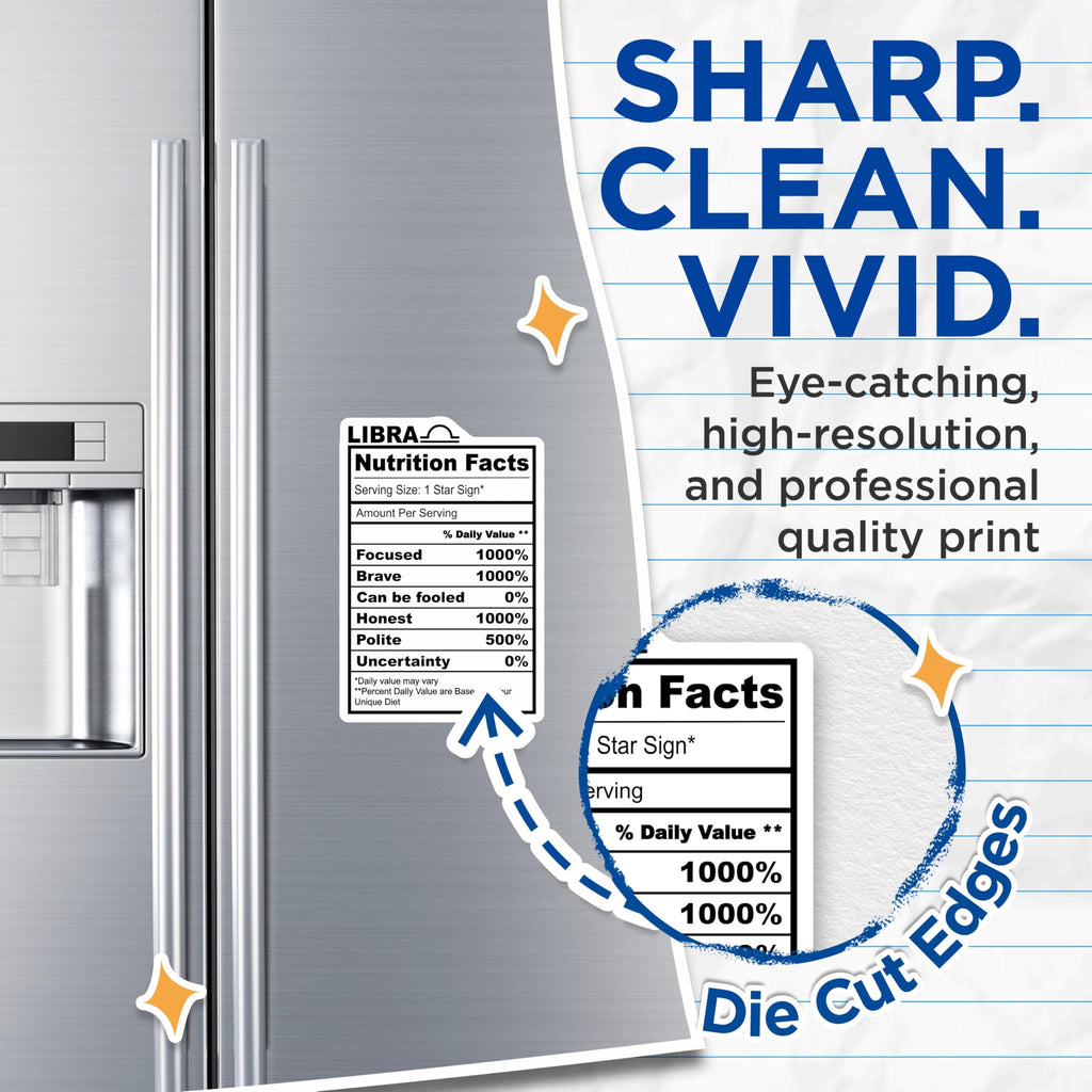 (2 Pack) Libra Nutrition Facts Magnets - Zodiac Signs - Astrology Fridge Decor - 5" On Longest Side - Premium Magnet - for Cars, Refrigerators, Toolboxes, Lockers - Made in USA - MAG14891