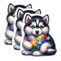 (3 Pack) Autism Awareness Husky Decals - Puzzle Heart Stickers - Laptop Decal - 3 Inches On Longest Side - Easy Peel & Apply - Made in USA - 3MCS8240