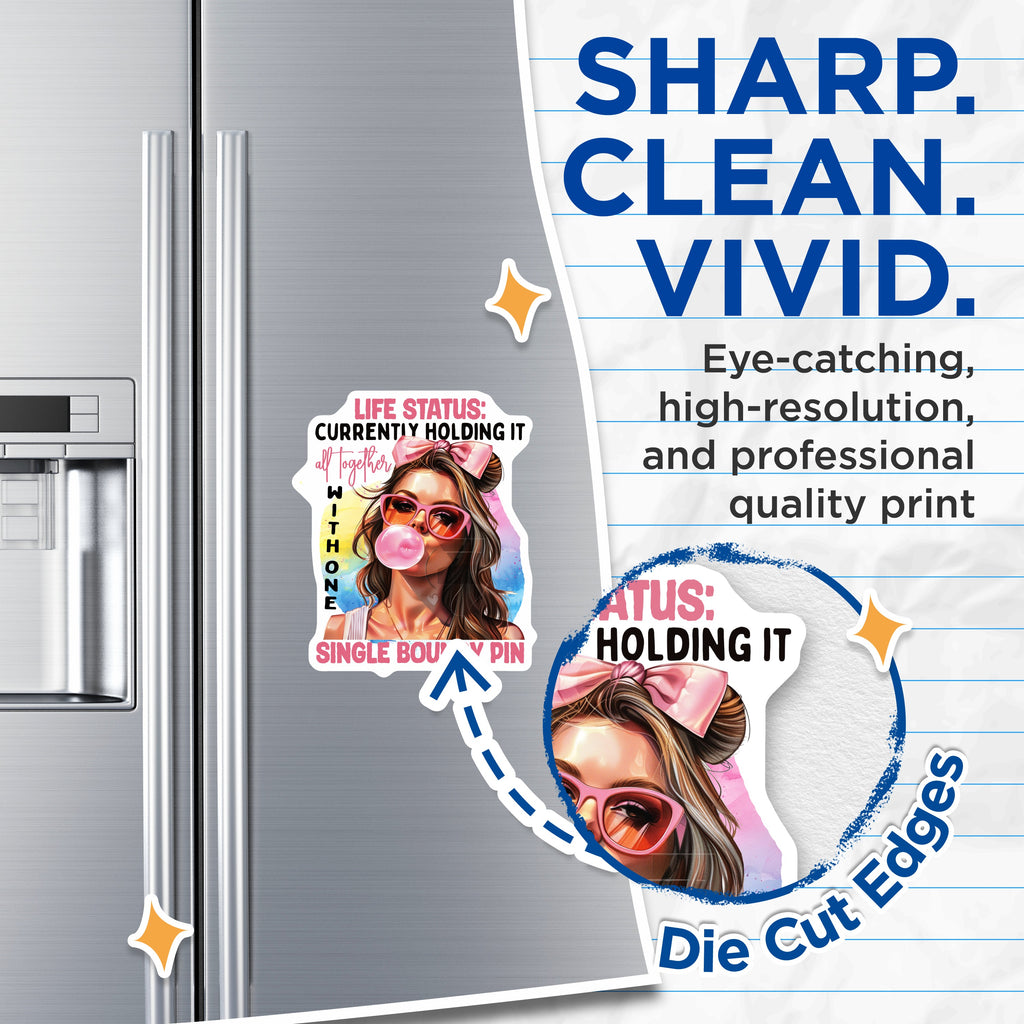 (2 Pack) Holding It Together Magnets - Life Status Humor - Busy Woman Sarcastic Quote - Fridge Locker Office Decor - 5 Inches On Longest Side - Thick Durable Magnet - Made in USA - MAG38457