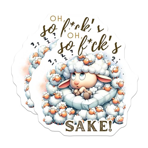 (2 Pack) Funny Sheep Stickers - Cute Animal - Humorous Swear Word Design - 5" On Longest Side - Sticks to Smooth Flat Surfaces - Made in USA - BMCS5870