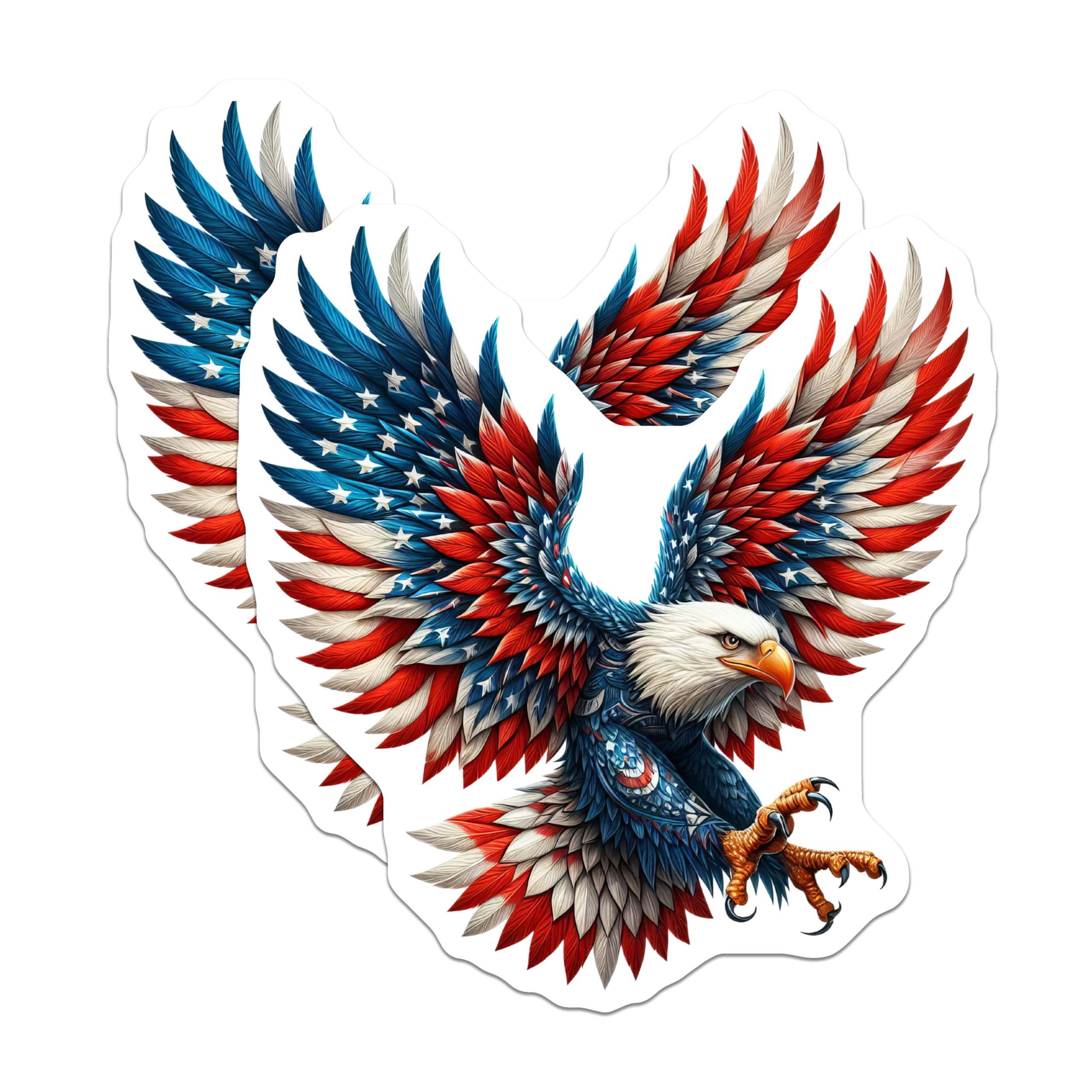 (2 Pack) American Bald Eagle Magnets - USA Flag Design Art - Patriotic Freedom Symbol Decoration - Independence Day Display - 5 Inches On Longest Side - Thick Durable Magnet - Made in USA - MAG21919