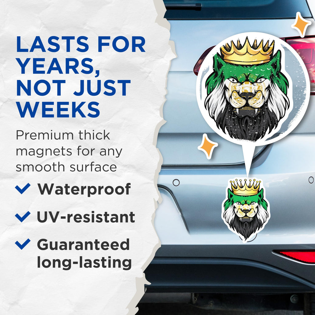 (2 Pack) Afghanistan Lion Magnets - Afghan Flag Art - Crowned Lion Souvenir - 5" On Longest Side - Premium Magnet - for Cars, Refrigerators, Toolboxes, Lockers - Made in USA - MAG18834