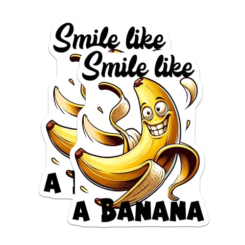 (2 Pack) Smile Like A Baa Stickers - Fun Quote - Humorous Fruit Decal - 5" On Longest Side - Sticks to Smooth Flat Surfaces - Made in USA - BMCS8796