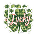 (2 Pack) Lucky Shamrock Magnets - St Patricks Day Decor - Green Plaid Clover Magnets - 5 Inches On Longest Side - Thick Durable Magnet - Made in USA - MAG20052