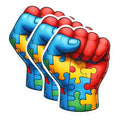 (3 Pack) Autism Awareness Decals - Puzzle Piece Fist - Advocate Decals - 3 Inches On Longest Side - Easy Peel & Apply - Made in USA - 3MCS1009