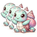 (3 Pack) Cute Turtle Decals - Kawaii Sea Animal - Laptop Decal - 3 Inches On Longest Side - Easy Peel & Apply - Made in USA - 3MCS0087
