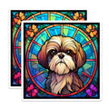 (2 Pack) Shih Tzu Magnets - Stained Glass Dog - Decorative Refrigerator Fridge - 5" On Longest Side - Premium Magnet - for Cars, Refrigerators, Toolboxes, Lockers - Made in USA - MAG14781