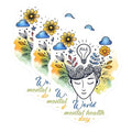 (3 Pack) World Mental Health Day Decals - Awareness Decals - Positive Affirmation - 3 Inches On Longest Side - Easy Peel & Apply - Made in USA - 3MCS7007