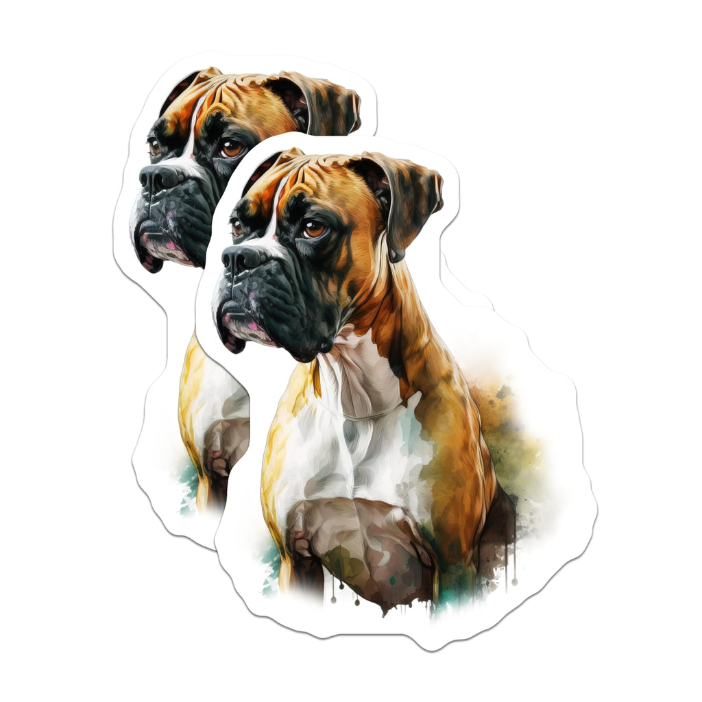 (2 Pack) Boxer Dog Magnets - Watercolor Dog Art - Dog Breed Lover Decor - 5 Inches On Longest Side - Thick Durable Magnet - Made in USA - MAG28525