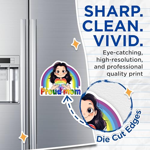 (2 Pack) Proud Mom Magnets Magnets - Rainbow Heart Design - LGBTQ Pride Home Decor - 5" On Longest Side - Made in USA - Sticks to Refrigerators & Metal Surfaces - MAG9185