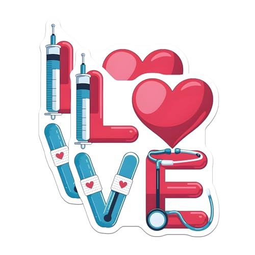 (2 Pack) Love Nurse Magnets - Healthcare Magnets - Medical Professional Appreciation Magnets - Nurse Office Decor Magnets - 5" On Longest Side - for Cars, Fridges, Toolboxes - Made in USA - MAG7205