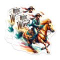(2 Pack) Cowboy Rider Stickers - Ride Like The Wind - Horse Riding Decals - 5" On Longest Side - Sticks to Smooth Flat Surfaces - Made in USA - BMCS6932