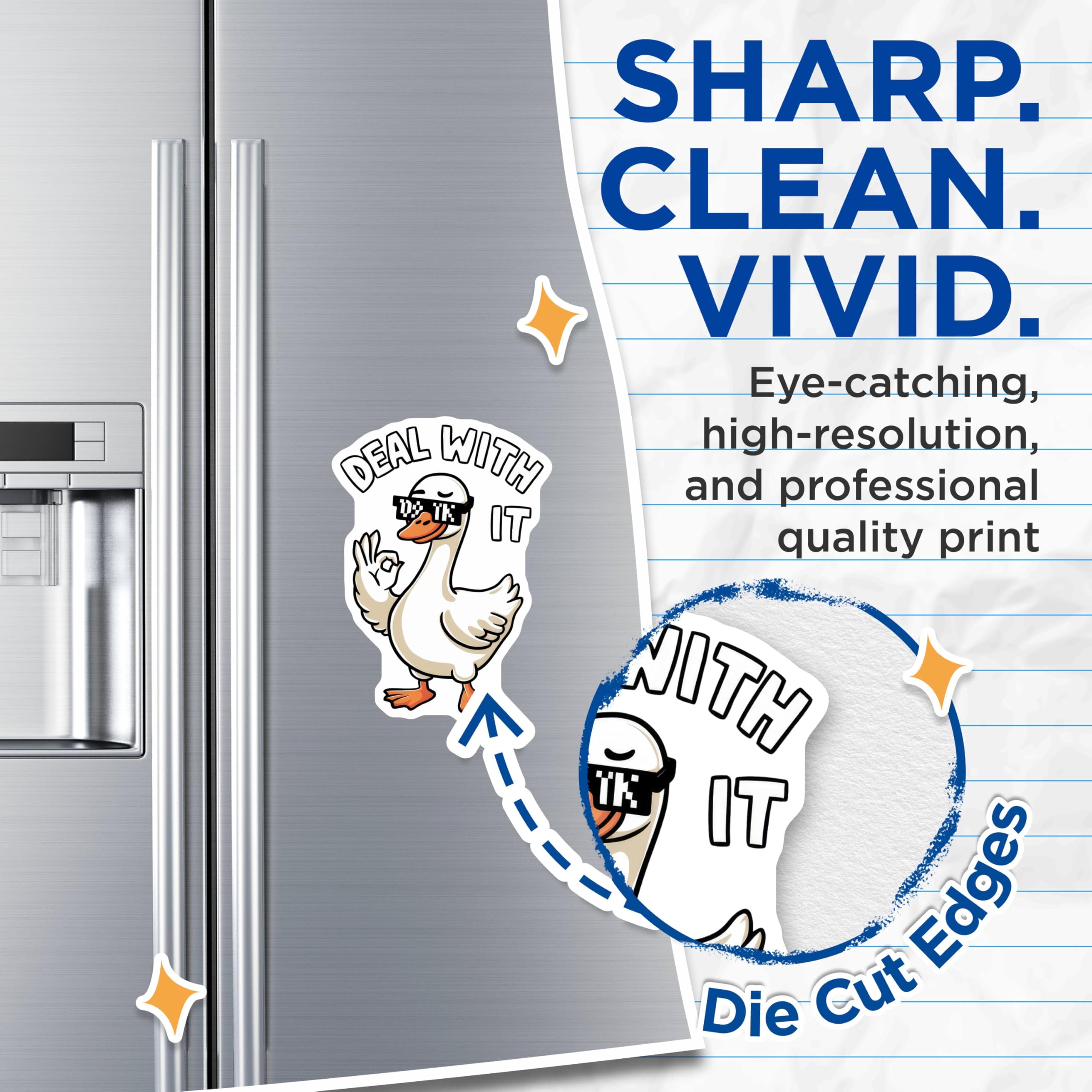(2 Pack) Deal with It Goose Magnets - Funny Animal Magnets - Meme Magnets for Fridge or Locker - 5" On Longest Side - for Cars, Fridges, Toolboxes - Made in USA - MAG4612