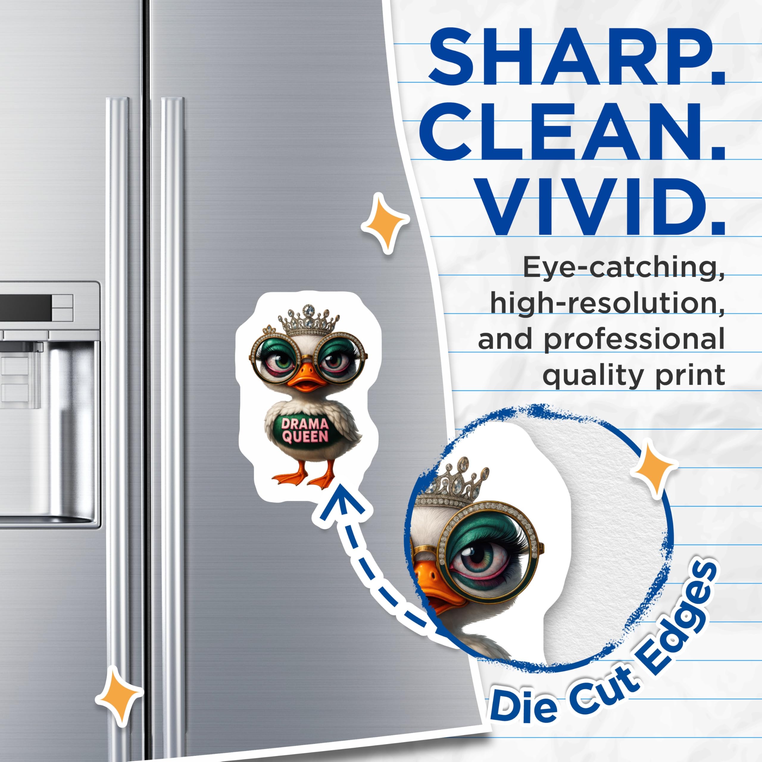 (2 Pack) Drama Queen Duck Magnets - Funny Animal Decor - Quirky Fridge Accent - 5 Inches On Longest Side - Thick Durable Magnet - Made in USA - MAG21783
