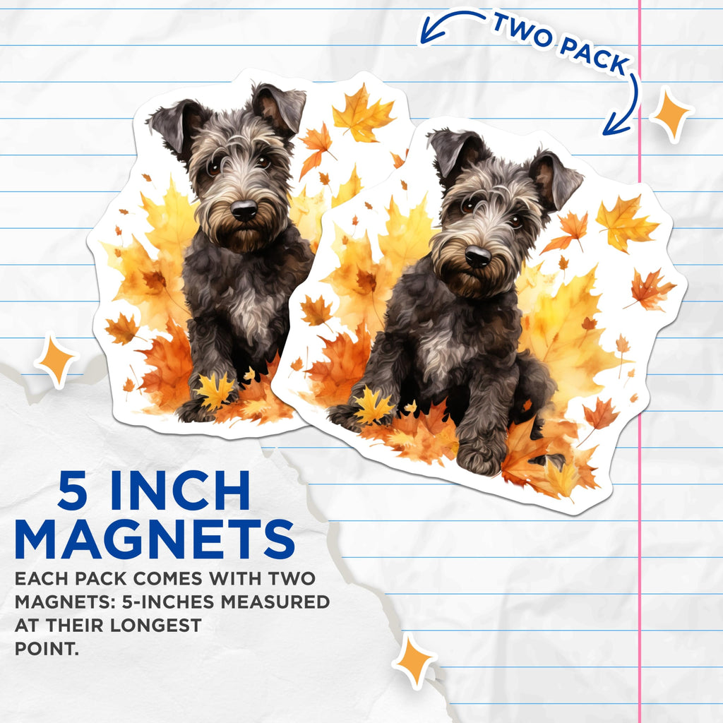 (2 Pack) Schnauzer Dog Magnets - Autumn Leaves Decor - Pet Lover Accessory - 5 Inches On Longest Side - Thick Durable Magnet - Made in USA - MAG30181