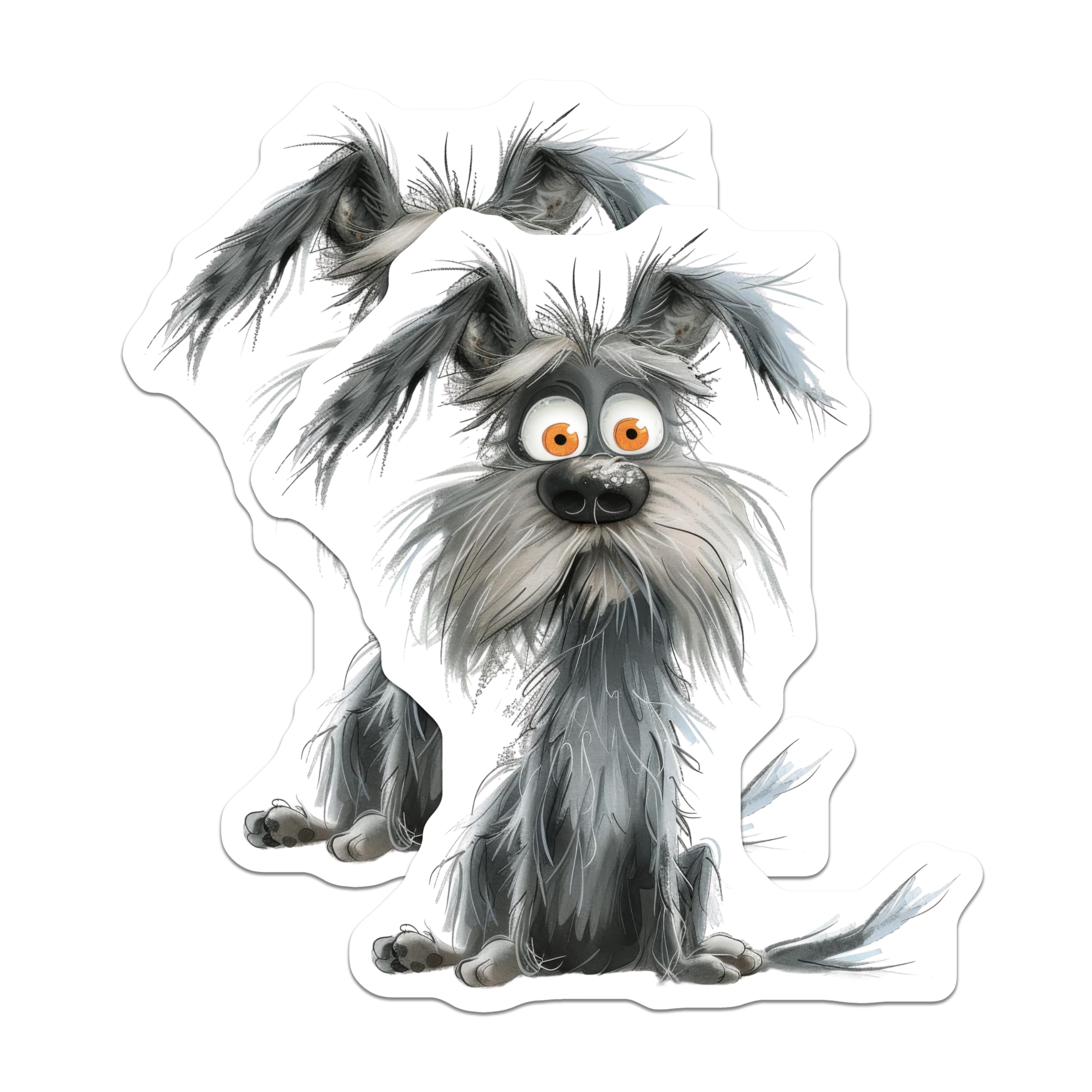 (2 Pack) Shaggy Dog Magnets - Whimsical Pet Animal - Refrigerator Locker Decor - 5 Inches On Longest Side - Thick Durable Magnet - Made in USA - MAG30390