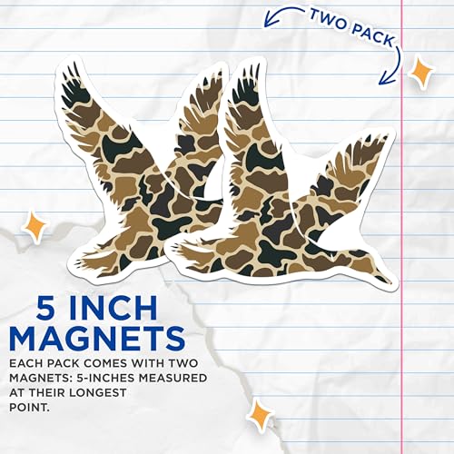 (2 Pack) Camouflage Duck Magnets Magnets - Hunting Decor - Wildlife Enthusiast - 5" On Longest Side - Made in USA - Sticks to Refrigerators & Metal Surfaces - MAG8715