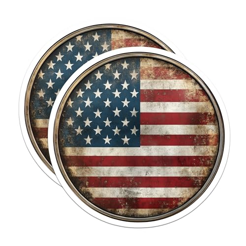 (2 Pack) Patriotic USA Decor Magnet - Rustic Americana Art - 5" On Longest Side - Sticks to Smooth Flat Surfaces - Made in USA - MAG10047