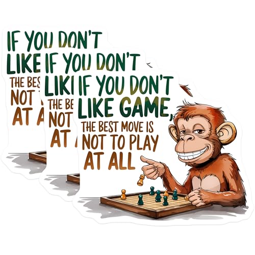 (3 Pack) Chess Monkey Decals - Funny Gamer Quote - Laptop Decal - 3 Inches On Longest Side - Easy Peel & Apply - Made in USA - 3MCS7515
