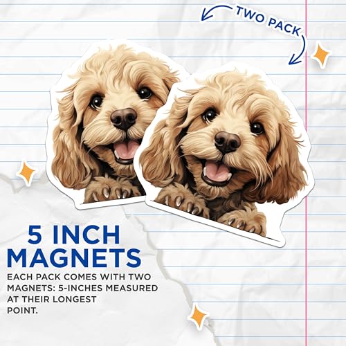 (2 Pack) Puppy Decor Magnet - Pet Lovers Home Decor - 5" On Longest Side - Sticks to Smooth Flat Surfaces - Made in USA - MAG9938