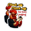(2 Pack) Cluck Off Rooster Magnets - Busy Judging Chicken Decor - Sarcastic Farm Animal Fridge Office Locker Magnet Artwork - 5 Inches On Longest Side - Thick Durable Magnet - Made in USA - MAG23205