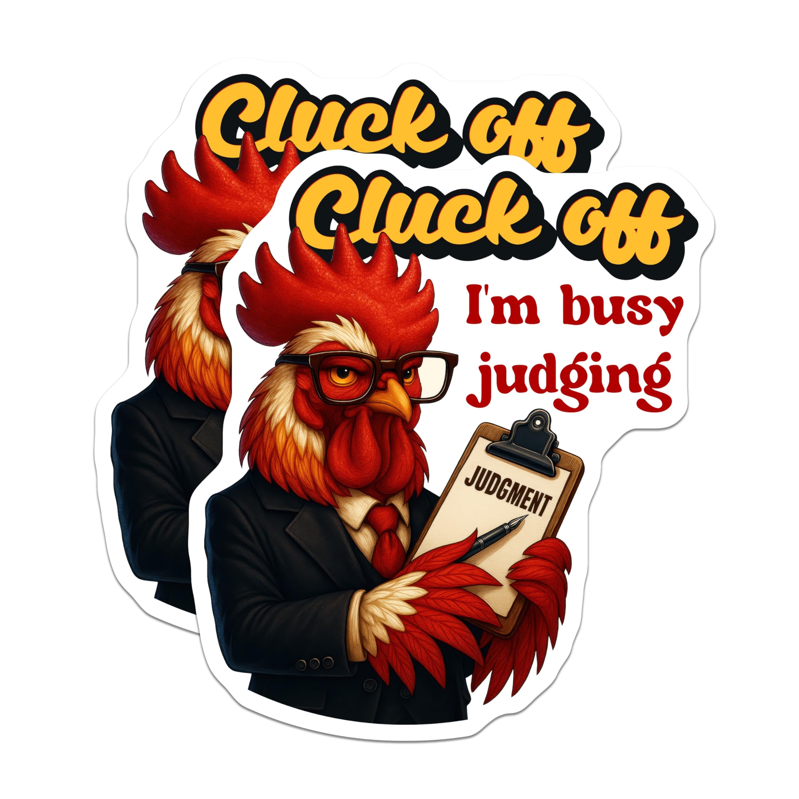 (2 Pack) Cluck Off Rooster Magnets - Busy Judging Chicken Decor - Sarcastic Farm Animal Fridge Office Locker Magnet Artwork - 5 Inches On Longest Side - Thick Durable Magnet - Made in USA - MAG23205