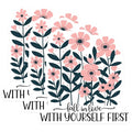 (3 Pack) Floral Quote Decals - Fall in Love with Yourself First Decal - Laptop Decal - 3 Inches On Longest Side - Easy Peel & Apply - Made in USA - 3MCS2639