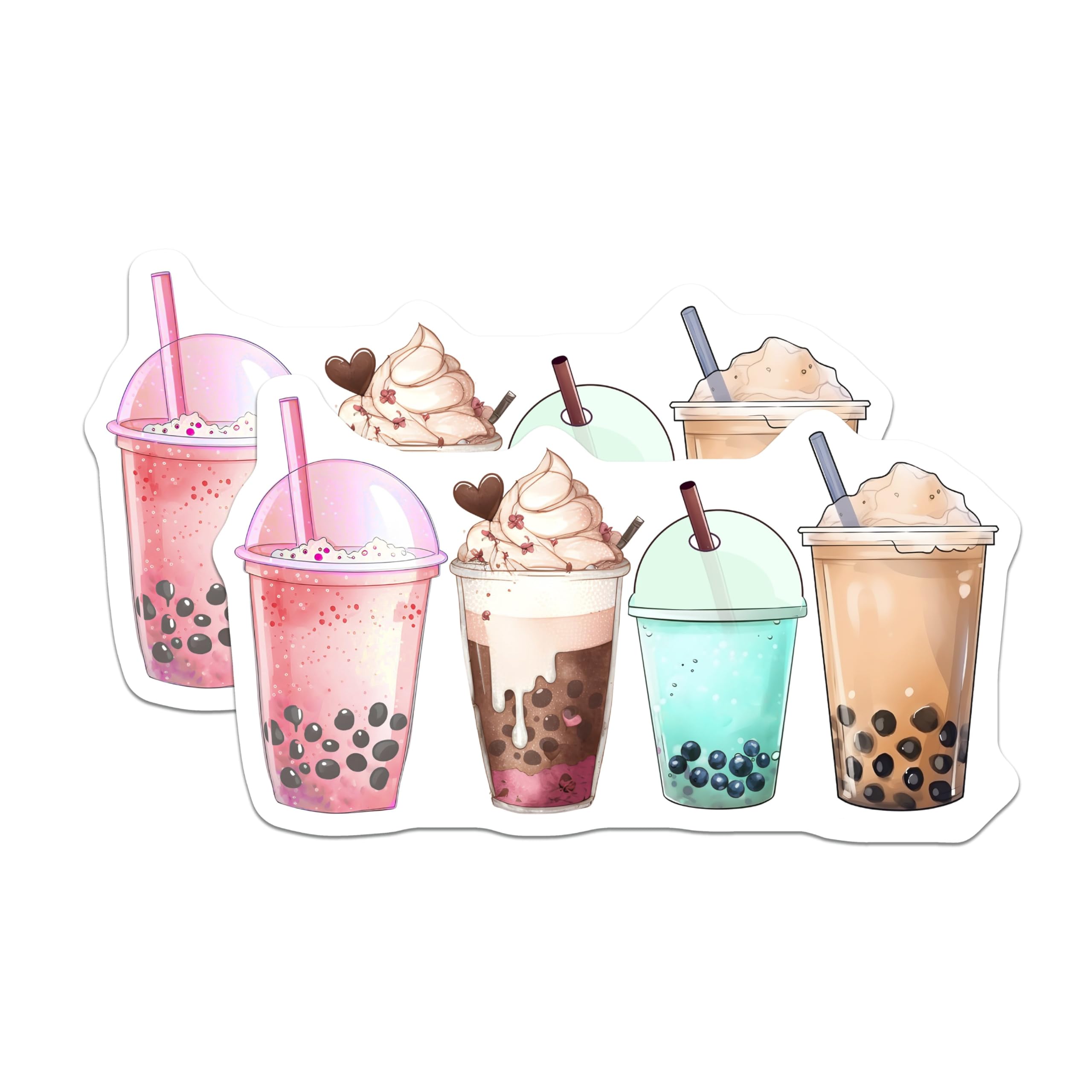 (2 Pack) Bubble Tea Magnets - Boba Tea Decor - 5" On Longest Side - for Cars, Fridges, Toolboxes - Made in USA - MAG7750