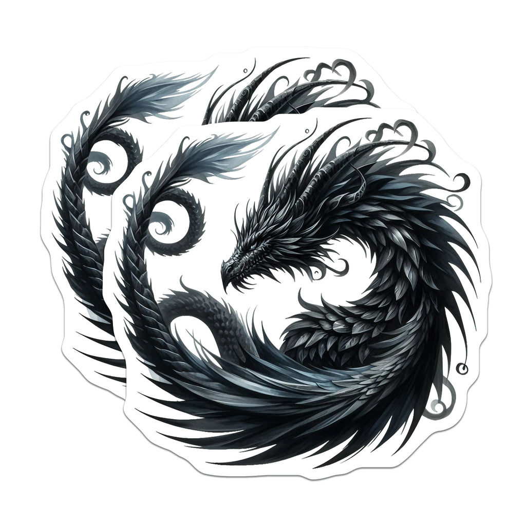 (2 Pack) Black Dragon Magnets - Dark Fantasy Decor - Mythical Creature Art - Gaming Locker Accent - 5 Inches On Longest Side - Thick Durable Magnet - Made in USA - MAG38043