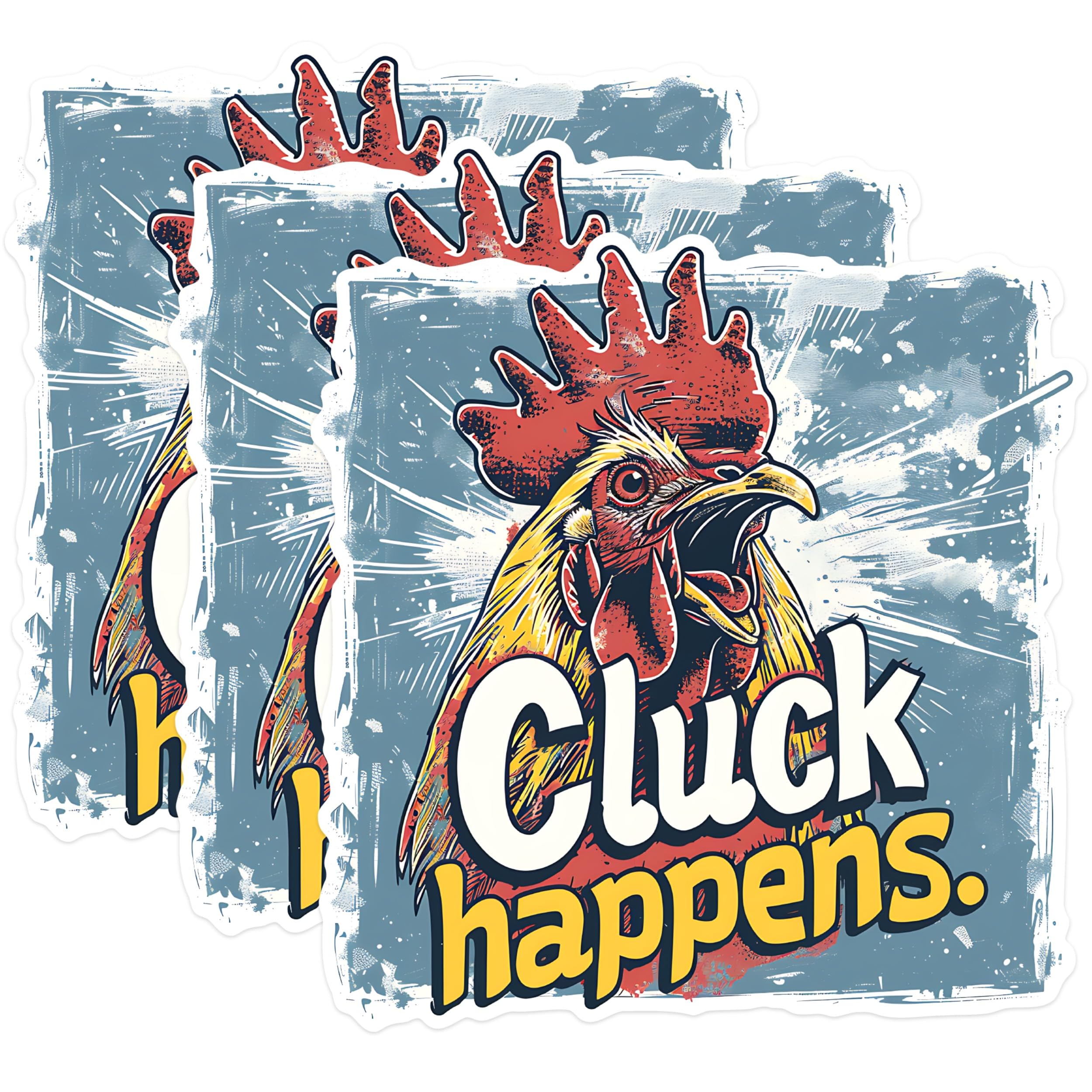 (3 Pack) Cluck Happens Decals - Chicken Quote - Funny Chicken Decal - 3 Inches On Longest Side - Easy Peel & Apply - Made in USA - 3MCS1454