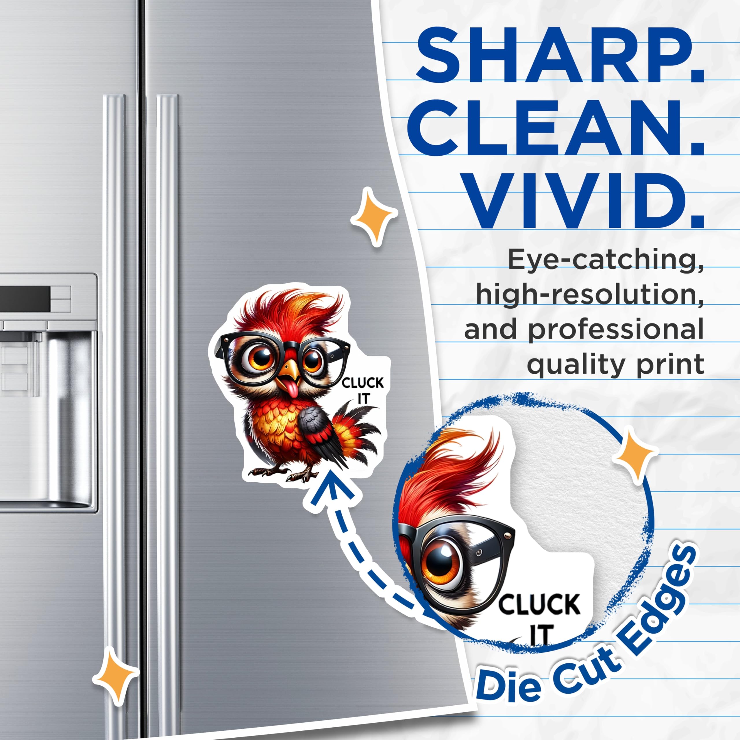(2 Pack) Chicken Magnets - Funny Cluck It Magnet - Quirky Fridge Magnets - 5" On Longest Side - Premium Magnet - for Cars, Refrigerators, Toolboxes, Lockers - Made in USA - MAG15741