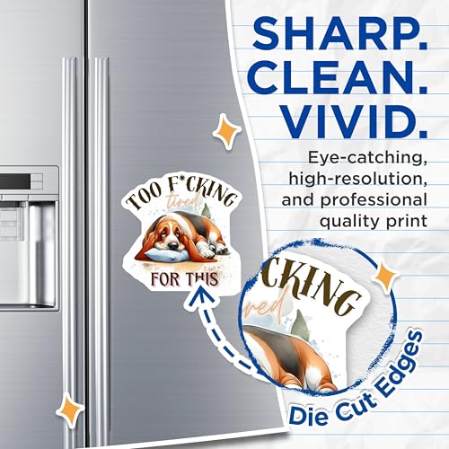 (2 Pack) Funny Dog Themed Magnets - Tired Dog Quotes - Humorous Pet Lovers Decor - 5" On Longest Side - for Cars, Fridges, Toolboxes - Made in USA - MAG6602