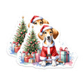 (2 Pack) Christmas Puppy Magnets - Beagle Santa Holiday Dog Decor - Cute Pet Refrigerator Magnets - 5 Inches On Longest Side - Thick Durable Magnet - Made in USA - MAG27109