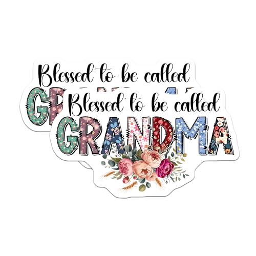 (2 Pack) Blessed to Be Called Grandma Stickers - Floral Design - 5" On Longest Side - Sticks to Smooth Flat Surfaces - Made in USA - BMCS8471 - BMCS8471