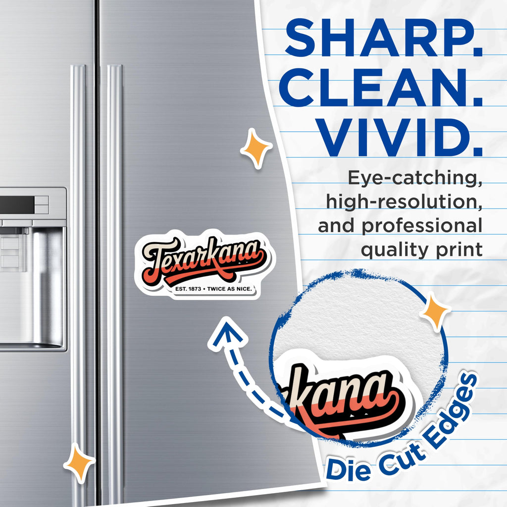 (2 Pack) Texarkana Magnets - Retro City Decor - Souvenir Fridge Magnets - 5" On Longest Side - Premium Magnet - for Cars, Refrigerators, Toolboxes, Lockers - Made in USA - MAG17626