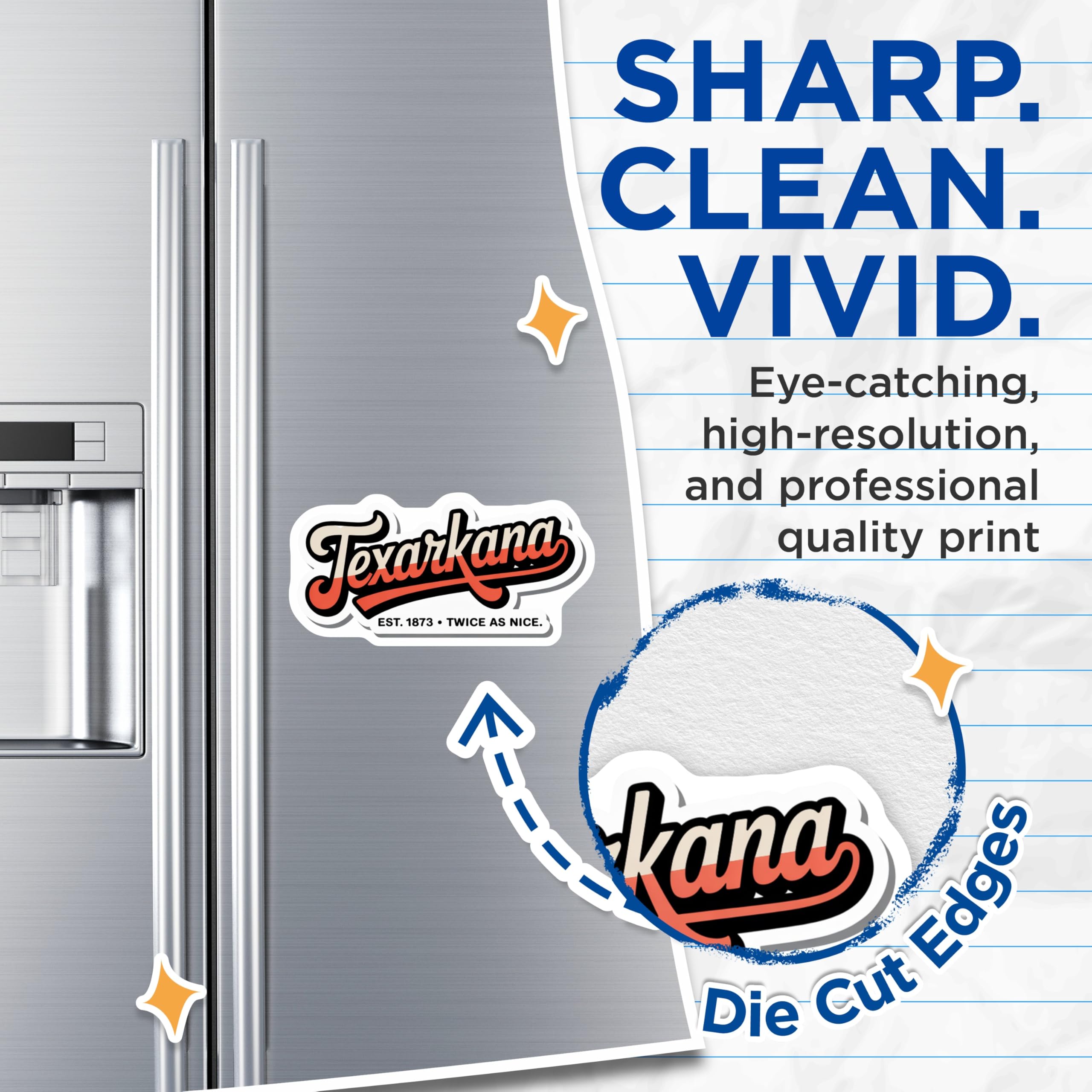 (2 Pack) Texarkana Magnets - Retro City Decor - Souvenir Fridge Magnets - 5" On Longest Side - Premium Magnet - for Cars, Refrigerators, Toolboxes, Lockers - Made in USA - MAG17626