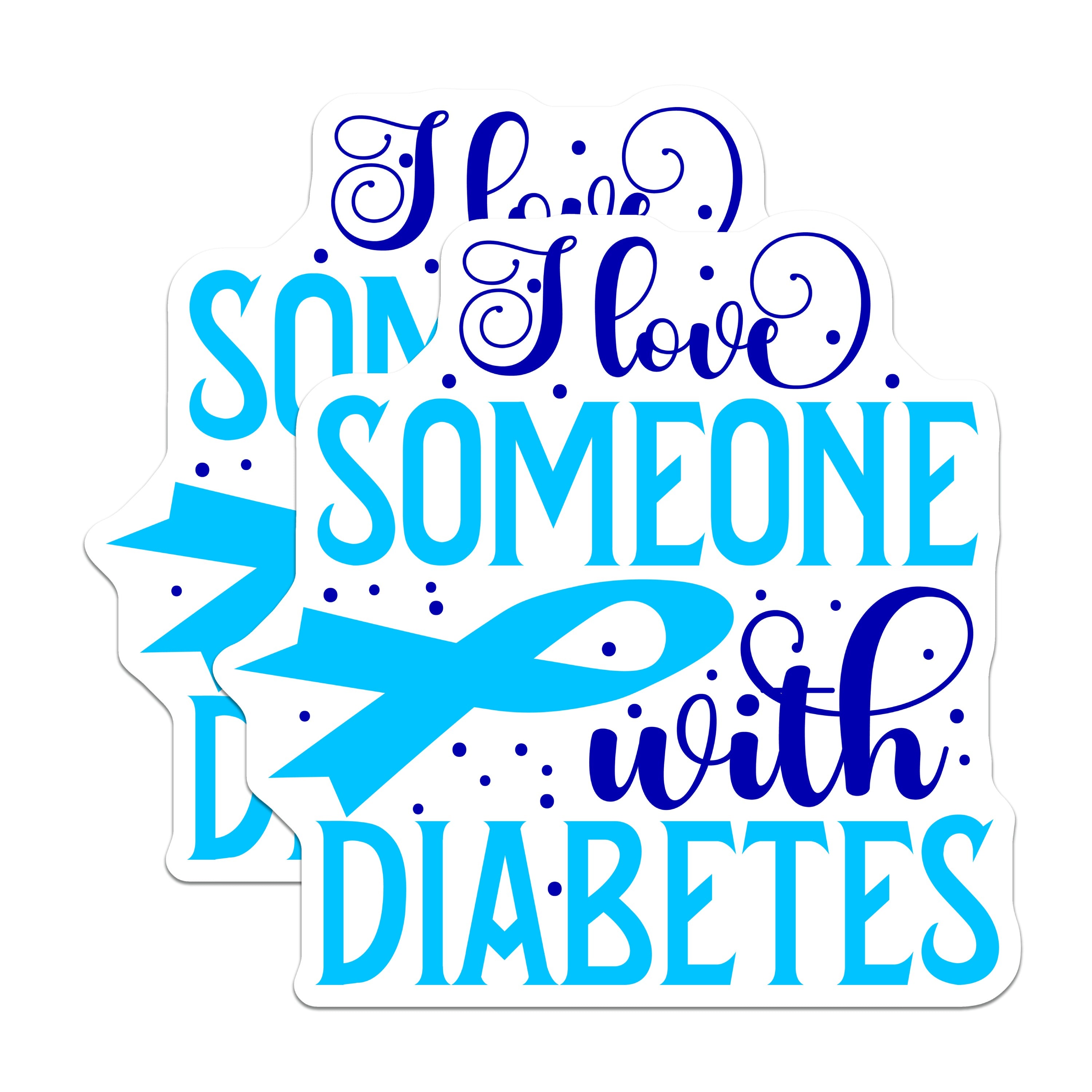 (2 Pack) I Love Someone with Diabetes Magnets - Blue Awareness Ribbon - Support Advocacy Decor - 5 Inches On Longest Side - Thick Durable Magnet - Made in USA - MAG36516