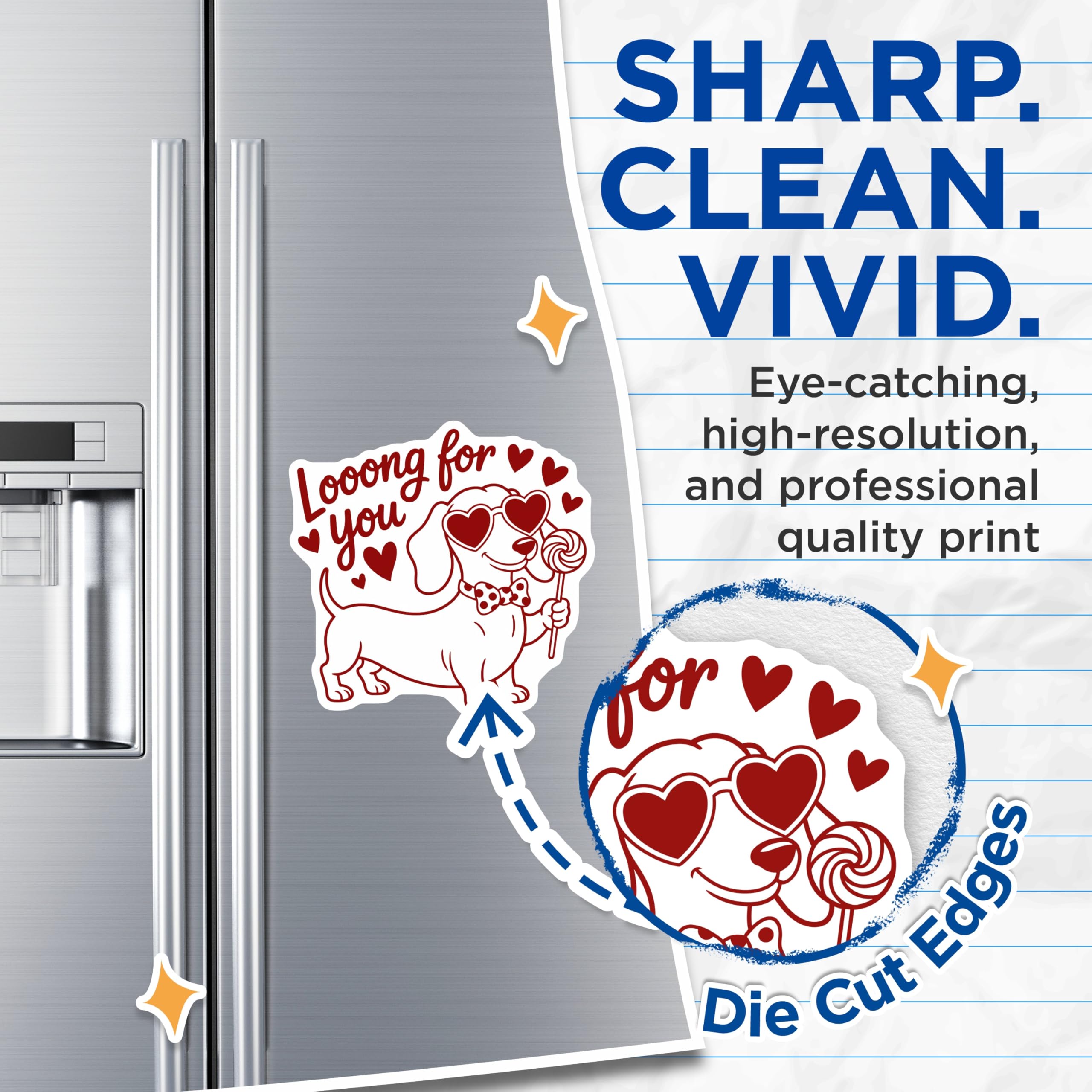 (2 Pack) Dachshund Dog Magnets - Wiener Dog Valentine - Loong for You Humor - Heart Glasses Puppy Decor - 5 Inches On Longest Side - Thick Durable Magnet - Made in USA - MAG21304