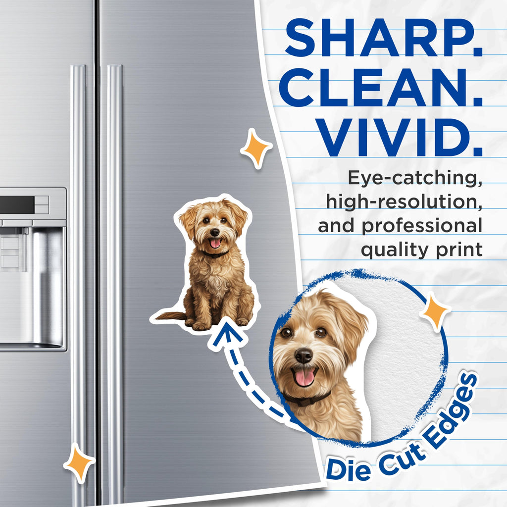 (2 Pack) Cute Doodle Dog Magnets - Pet Lover Refrigerator Decor - Dog Mom Fridge Art - 5 Inches On Longest Side - Thick Durable Magnet - Made in USA - MAG27957