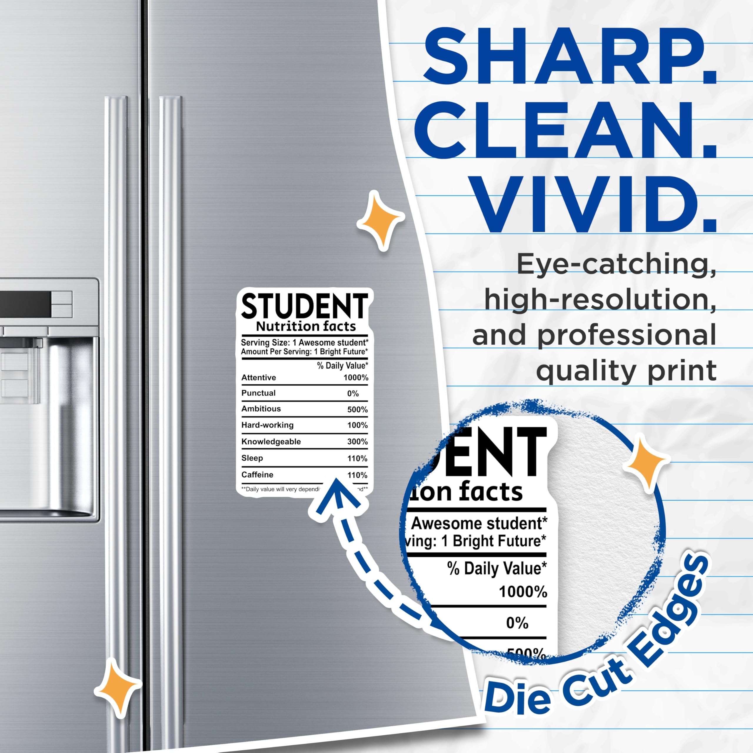 (2 Pack) Student Nutrition Facts Magnets - Educational Decor - College Student Accessories - 5" On Longest Side - Premium Magnet - for Cars, Refrigerators, Toolboxes, Lockers - Made in USA - MAG15760