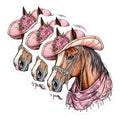 (3 Pack) Horse with Hat Decals - Pink Floral Fashion - Laptop Decal - 3 Inches On Longest Side - Easy Peel & Apply - Made in USA - 3MCS8255