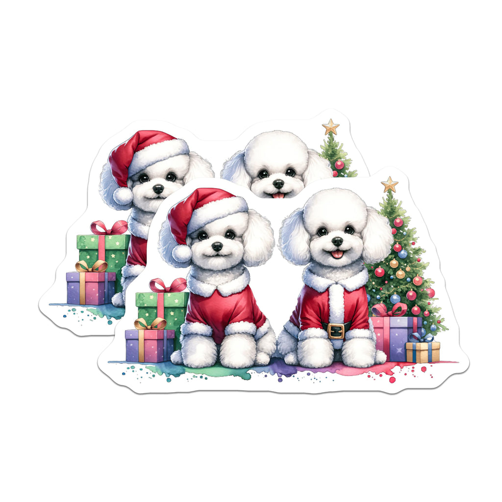 (2 Pack) Christmas Poodle Magnets - Santa Dog Holiday Decor - Cute Animal Fridge Accessories - 5 Inches On Longest Side - Thick Durable Magnet - Made in USA - MAG29613