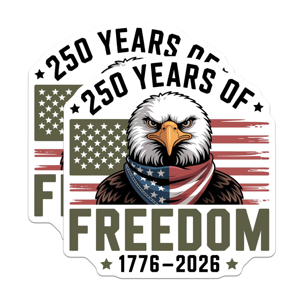 (2 Pack) 250 Years of Freedom Magnets - Bald Eagle Patriotism - USA Bicentennial Decor 1776-2026 - 5 Inches On Longest Side - Thick Durable Magnet - Made in USA - MAG21066