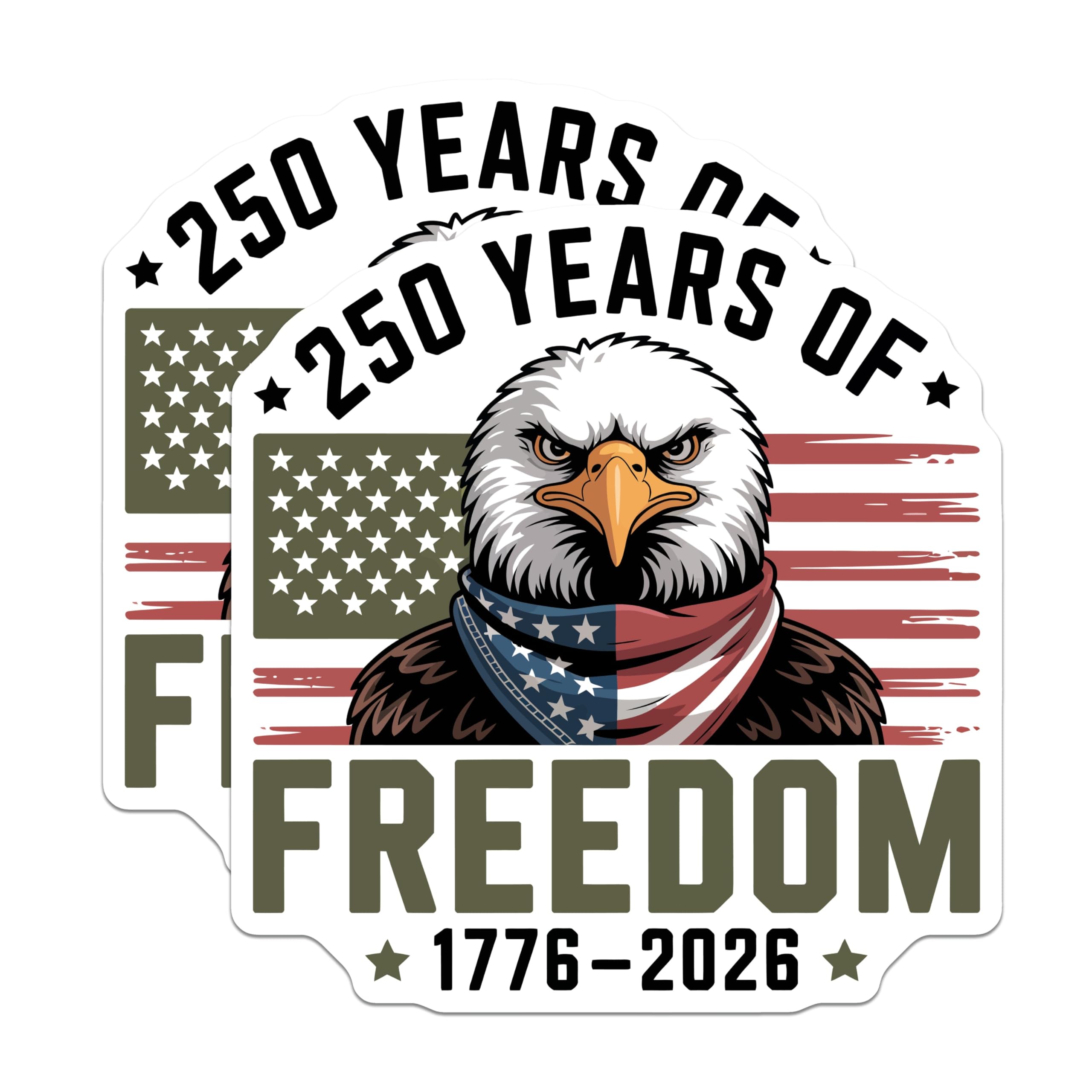 (2 Pack) 250 Years of Freedom Magnets - Bald Eagle Patriotism - USA Bicentennial Decor 1776-2026 - 5 Inches On Longest Side - Thick Durable Magnet - Made in USA - MAG21066