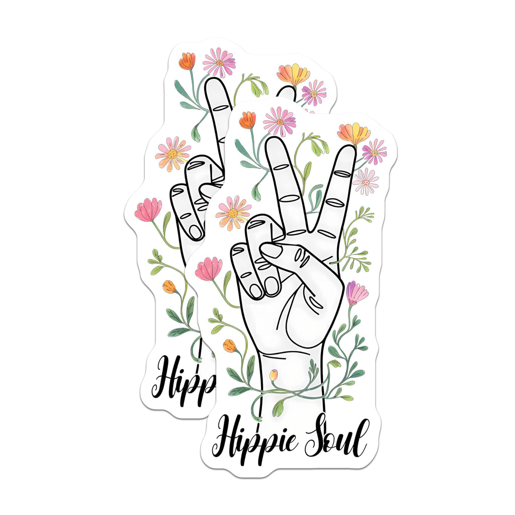 (2 Pack) Hippie Soul Peace Sign Stickers - Floral Peace Sign - Boho Stickers - 5" On Longest Side - Sticks to Smooth Flat Surfaces - Made in USA - BMCS15428