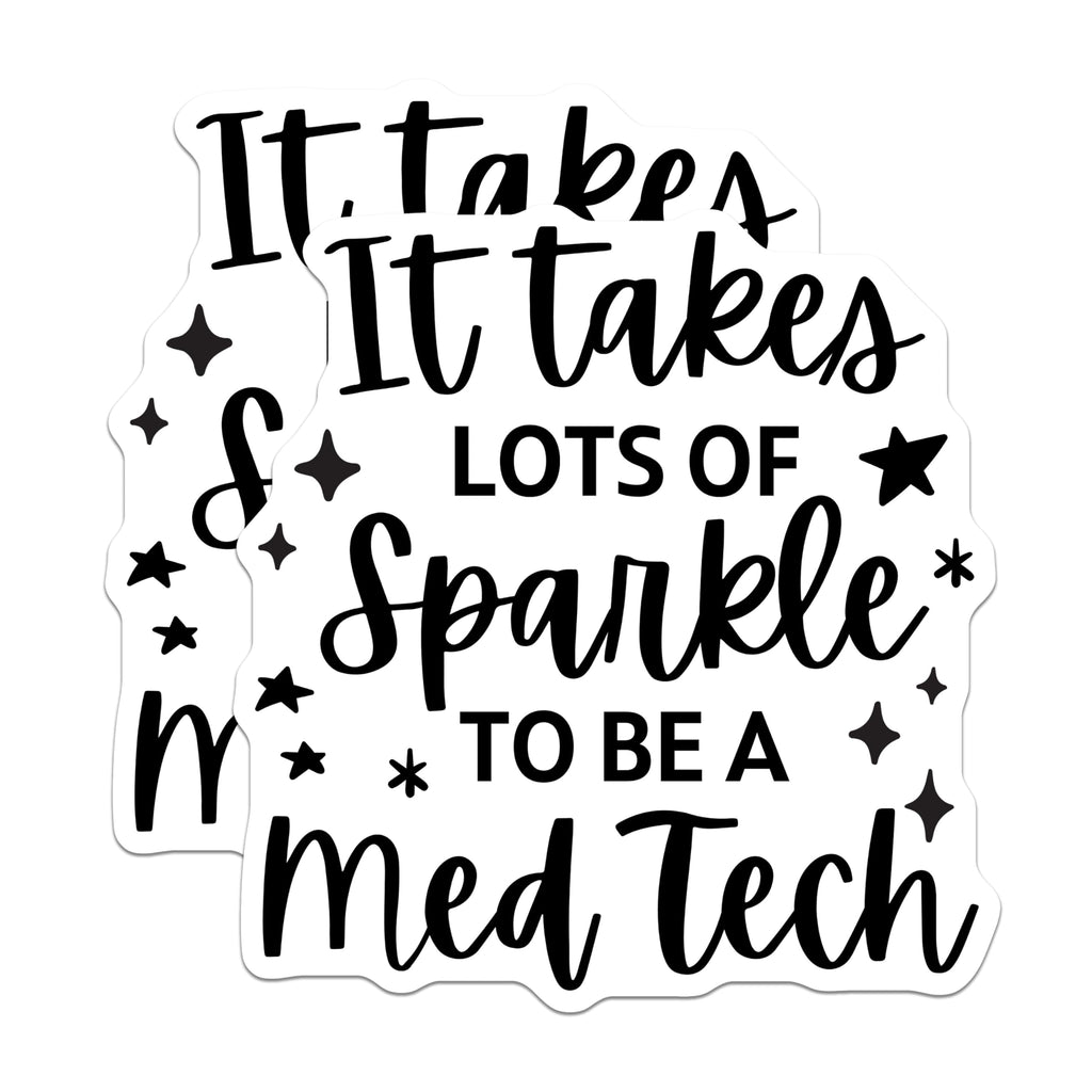 (2 Pack) Med Tech Sparkle Stickers - Medical Technologist - Tech Appreciation - Healthcare Worker Fun Decal - 5" On Longest Side - Sticks to Smooth Flat Surfaces - Made in USA - BMCS5767