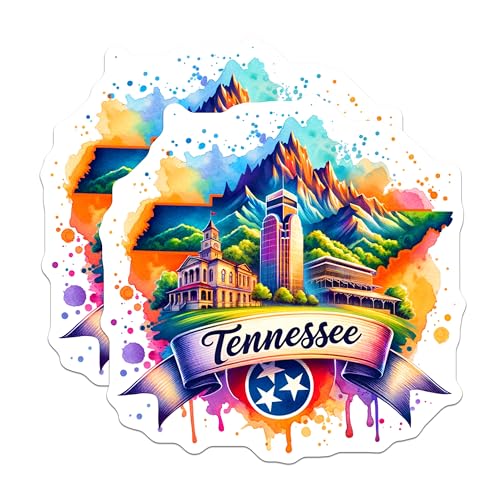 (2 Pack) Tennessee State Magnets - Vibrant Tennessee Scenery - Souvenir Magnets - Travel Collectibles - 5" On Longest Side - for Cars, Fridges, Toolboxes - Made in USA - MAG6913